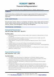 Attracts potential customers by answering product and service questions and suggesting information about other products and services. Financial Aid Representative Resume Samples Qwikresume