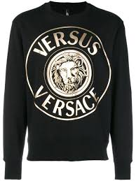 Black And Gold Sweater Versus Foiled Logo Sweatshirt In B7049 Black Gold Modesens Sweatshirts Black Sweatshirts Lion Sweatshirt