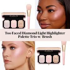 The reflection is jawdropping, and you may find you need to lay off on a heavy application until you're used to the kind of payoff it delivers! New Too Faced Diamond Light Highlighter Palette Trio W Brush Beautyvelle Makeup News
