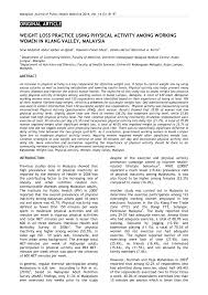 Public health, environmental and occupational health. Pdf Weight Loss Practice Using Physical Activity Among Working Women In Klang Valley Malaysia