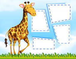 Giraffes have a very long neck and long legs. Free Vector A Giraffe On Blank Note Template