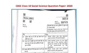 Cbse Class 10th Social Science Question Paper 2020 Pdf Solution