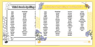 O, s, u, y sound words: Third Grade Spelling Bee Word List Teacher Made