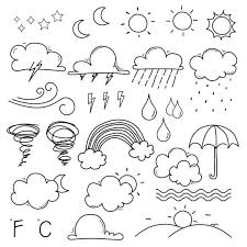 Digital Download Clip Art Set Hand Drawn Doodle Weather Clipart Instant Download Download Details 2 Zip Fil Weather Clipart How To Draw Hands Rain Clipart