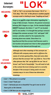 Lok Meaning What Does Lok Mean And Stand For 7 E S L Meant To Be Learn English Vocabulary English Vocabulary