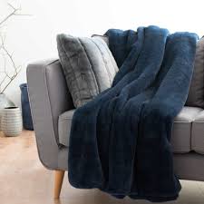 Plaid Imitation Fourrure Bleu Indigo 150x180 Cortina Maisons Du Monde