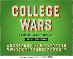 Cool college alphabet coloring for your sports teams. College Wars Vintage Vector Photo Free Trial Bigstock