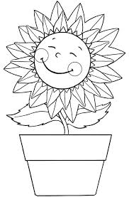 Happy Sunflower In A Pot Coloring Page Coloring Pages For Girls Butterfly Coloring Page Coloring Pages