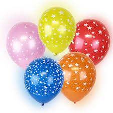 5 Assorted Color With Star Pattern Led Light Up Balloons