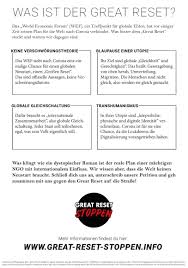 The world economic forum (wef) has revealed its davos 2021 agenda, confirming the annual gathering of political and business elites next month will be a digital event heralding the public unveiling of its great reset initiative. Home Den Great Reset Stoppen