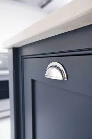 Blue Cupboards And Silver Door Handles Navy Kitchen Bespoke Kitchens Kitchen Inspirations