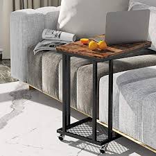 Check spelling or type a new query. Ironck Side Tables Living Room C Table On Wheels For Small Space Tv Trays Mobile Snack Couch Table Slides Next To Couch Industrial Metal Frame Wood Look Pricepulse