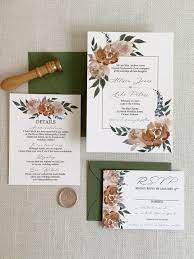 Rust And Greenery Wedding Invitation Burnt Orange Green Mauve Invitation Set Fall Wedding Invitation Boho Wedding Invitation Video Video Wedding Invitations Wedding Invitations Boho Fall Wedding Invitations