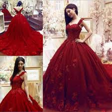 No one collection has so much delicate lace, exquisite detailing and strapless wedding dress by essense of australia. 2019 Wine Red Wedding Dress Lace Spaghetti Straps Sweetheart Appliques Beaded Ball Gown Court Train Bridal Dress Wedding Gown Buy At The Price Of 188 70 In Aliexpress Com Imall Com
