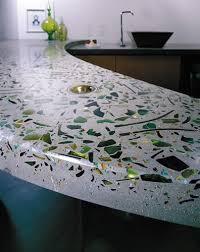 Glass products for kitchen are often more demanding. Green Embedded Glass In Concrete Countertop Making Concrete Countertops Recycled Glass Countertops Concrete Countertops