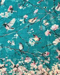 Spring birds flying on the branch. Wrapables Lightweight Vintage Floral Bird Print Long Scarf Wrap