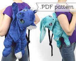 Plush Backpack Sewing Pattern Pdf Tutorial Stuffed Animal Cat Etsy Sewing Stuffed Animals Backpack Pattern Sewing Backpack Sewing