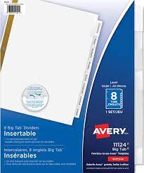 They feature reinforced edges and binder holes for extra durability. Avery 8 Tab Binder Dividers Insertable Clear Big Tabs 1 Set 11124 Buy Online At Best Price In Uae Amazon Ae
