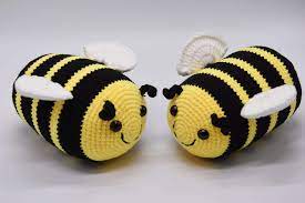 100% acrylic yarn and polyester fiberfill. Buy Handmade Crochet Fuzzy Bumblebee Stuffed Animal With Smile Face And White Wings Cuddly Knit Soft Yarn Plush Bee Toy Pretty Sweet Gifts For Kids Boys And Girls Present For Birthday Or