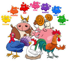 Teaching colors to kids is always an interesting thing to do. Basic Colors For Kids With Farm Animal Characters Group 1945312 Download Free Vectors Clipart Graphics Vector Art