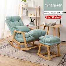 Nordic Solid Wood Balcony Living Room Backrest Lounge Chair In 2020 Green Rocking Chair Chair Home