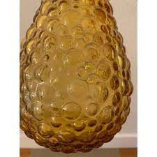 Amber Bubble Glass Tall Vase