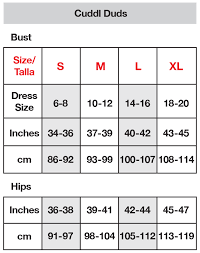 Experienced Cuddl Duds Size Chart 2019