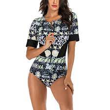 Mid Ten Rash Guard For Women Short Sleeve One Piece Rashguard Front Zipper Swimsuits Bathing Suit Walmart Com Walmart Com