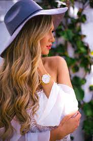 Blonde Long Hair Hat White Lace Top Watch Curls Girl With Hat Fashion Hat Fashion