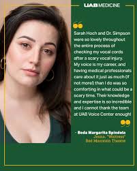 Current star in Red Mountain Theatre's "Waitress," Beda Margarita Spindola,  recently gave the UAB Voice Center a visit and shoutout