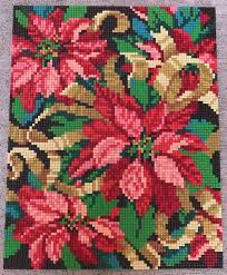 Finished Completed Mosaic Pixel Art Poinsettias Ii Christmas Xmas Flowers Zrazki Dlya Vishivki Hrestikom Vishivka Hrestikom Kviti