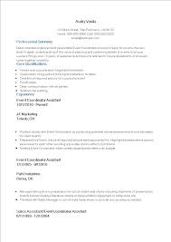 Adept at driving large revenue. Gratis Event Coordinator Assistant Resume