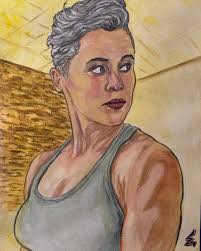 Katy O'Brian is a great actress and I'm so into writing this movie for her  that I had to paint her. She was in Mandalorian, Love Lies Bleeding, and  she's gonna be