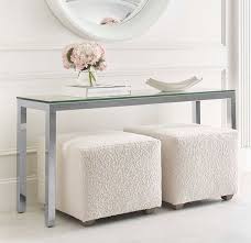 Classic Parsons Console Table Polished Stainless Steel Mitchell Gold Bob Williams In 2020 Table Decor Living Room Family Room Sectional White Console Table