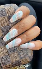 This baby blue base is the perfect canvas for small flowers, rainbows, clouds, or any other springtime design that you can think of. 39 Chic Nail Design Ideas For Summer Baby Blue Marble