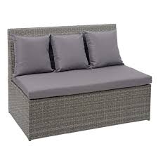 Ideal, wenn unerwartete gäste vor der tür stehen oder dein kind seine freunde zur übernachtungsparty einladen. Poly Rattan 2er Sofa Hwc G16 Lounge Gartenbank Sitzbank Sessel Gastronomie 120cm Grau Kissen Dunkelgrau
