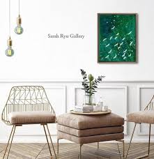 Forest Green White Birds Painting Soaring Birdssmall Etsy Birds Painting White Bird Silver Leaf Painting