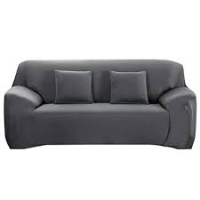 Souarts Housse De Canape Elastique 3 Places Salon Couverture Extensible Protecteur Meuble Pour Maison Gris 190 230 Housse Canape Canape Oreillers Meuble Maison