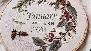 For instructions on how to work with pattern, there are many. January Pattern Floral Wreath Embroidery For Beginners Youtube