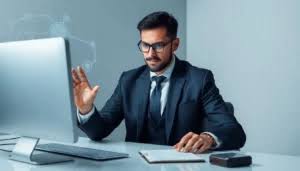 Advogados analisando anúncios digitais no Google em um escritório moderno