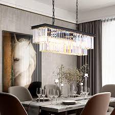 Discover kichler's variety of chandeliers. 7pm Modern Crystal Chandelier Rectangular Pendant Lighting Black Finish Light Fixture For Dining Room Kitchen Over Table Pricepulse