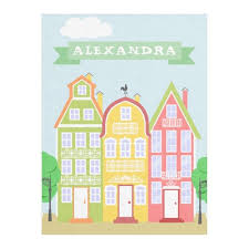Cute Cartoon Houses Pastel Baby Blue Fleece Blanket Zazzle Com Con Imagenes Probadores Ilustraciones