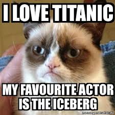 Meme Grumpy Cat I Love Titanic My Favourite Actor Is The Iceberg 3707041