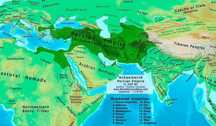 The vast reach of the Achaemenid Empire at its peak, AI generated