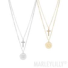 Thai gold jewelry is usually is 23 or 22 karat. Monogrammed Layered Cross Necklace Gold Or Silver