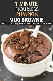 1 Minute Paleo Vegan Pumpkin Mug Brownie Keto Low Carb Recipe Mug Brownie Recipes Mug Recipes Single Serve Desserts