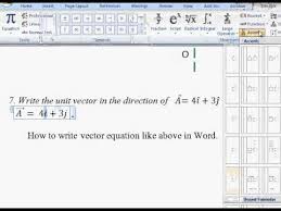 How To Write Vector Equation In Word Youtube