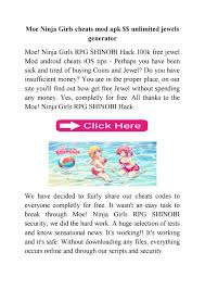 Ninja girls mod apk 1.9.0 (unlocked) apk file. Moe Ninja Girls Cheats Mod Apk Unlimited Jewels Generator By Hack Moe Ninja Girl Mod Apk Unlimited Diamond Issuu