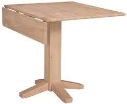 Parawood 36 Inch Square Dropleaf Pedestal Table Natural Unfinished Furniture Parawood Natural Wood T Pedestal Dining Table Dining Table Pedestal Table