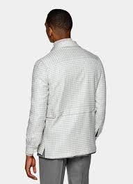 Light Grey Houndstooth Shirt Jacket Wool Cashmere Single Breasted Suitsupply Online Store